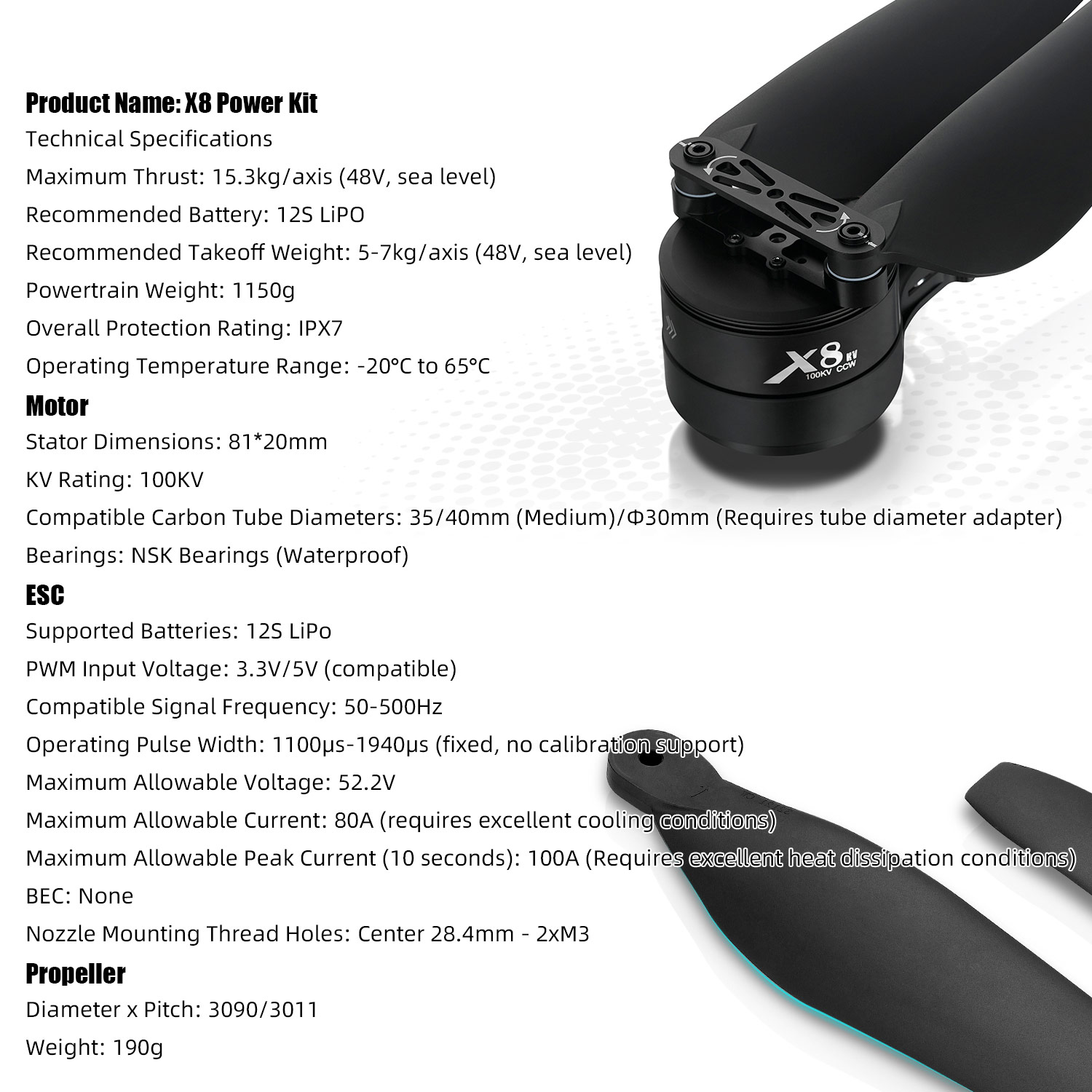 X8 Power System Kit: 100KV Mot - Drone Kit Heavy Lift recensione e prezzo